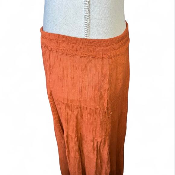 French gear vintage burnt orange boho maxi skirt whimsigoth fall hippie pockets - Picture 5 of 9